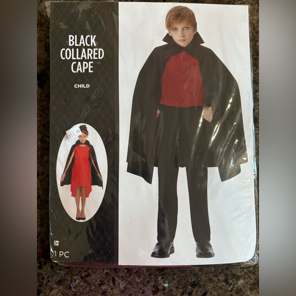 Black Cape with Collar - Child - NWT